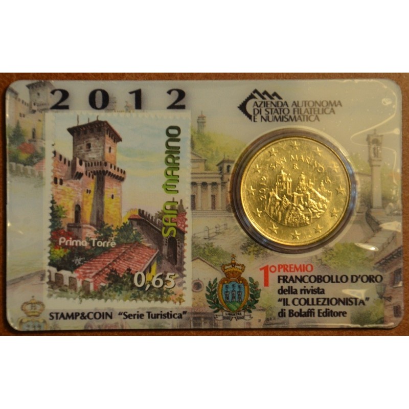 eurocoin eurocoins 50 cent San Marino 2012 + stamp I. (BU)