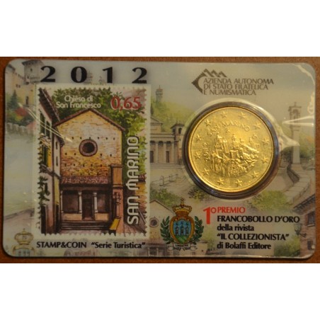euroerme érme 50 cent San Marino 2012 + bélyeg II. (BU)