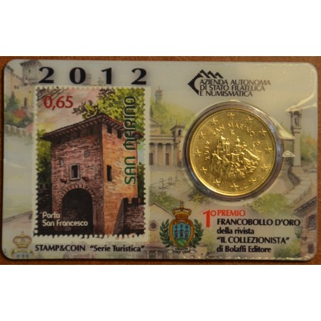 euroerme érme 50 cent San Marino 2012 + bélyeg III. (BU)