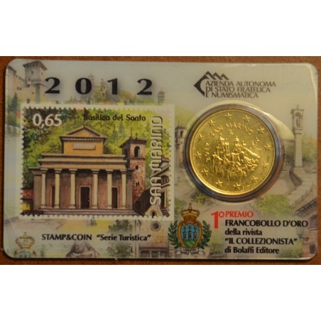 eurocoin eurocoins 50 cent San Marino 2012 + stamp IV. (BU)