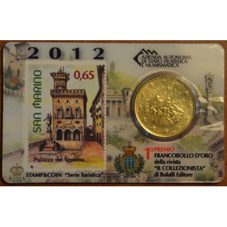 eurocoin eurocoins 50 cent San Marino 2012 + stamp V. (BU)