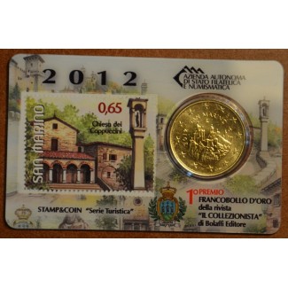 euroerme érme 50 cent San Marino 2012 + bélyeg VI. (BU)