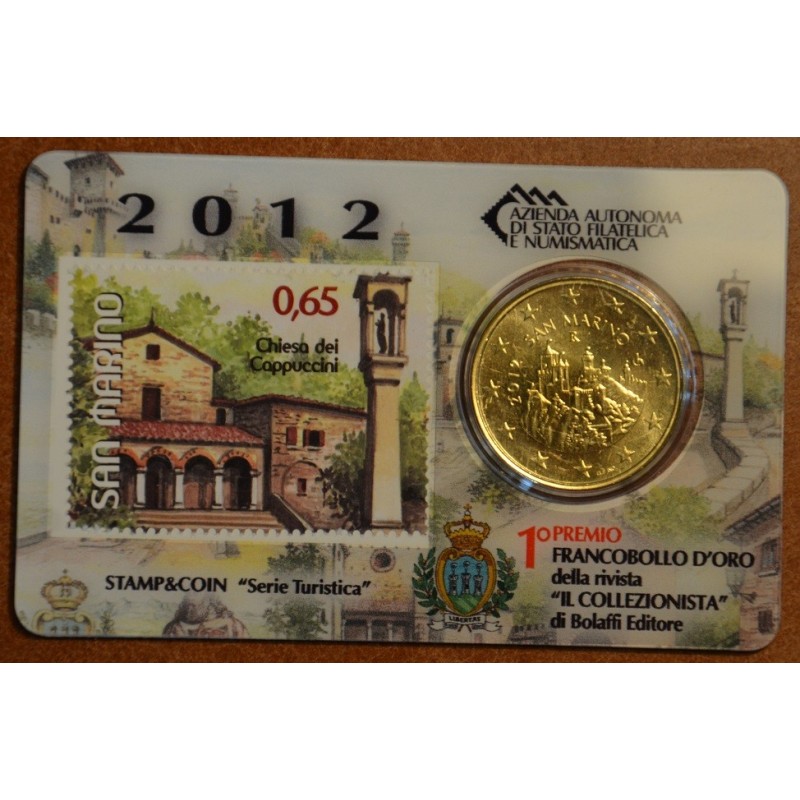 eurocoin eurocoins 50 cent San Marino 2012 + stamp VI. (BU)
