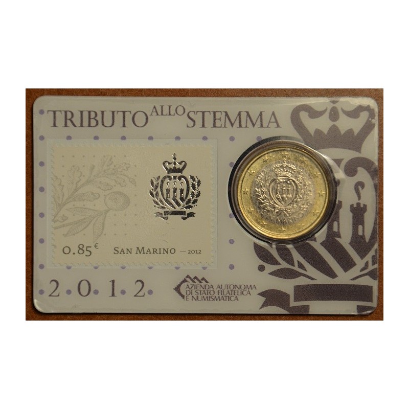 eurocoin eurocoins 1 Euro San Marino 2012 (BU card with stamp)