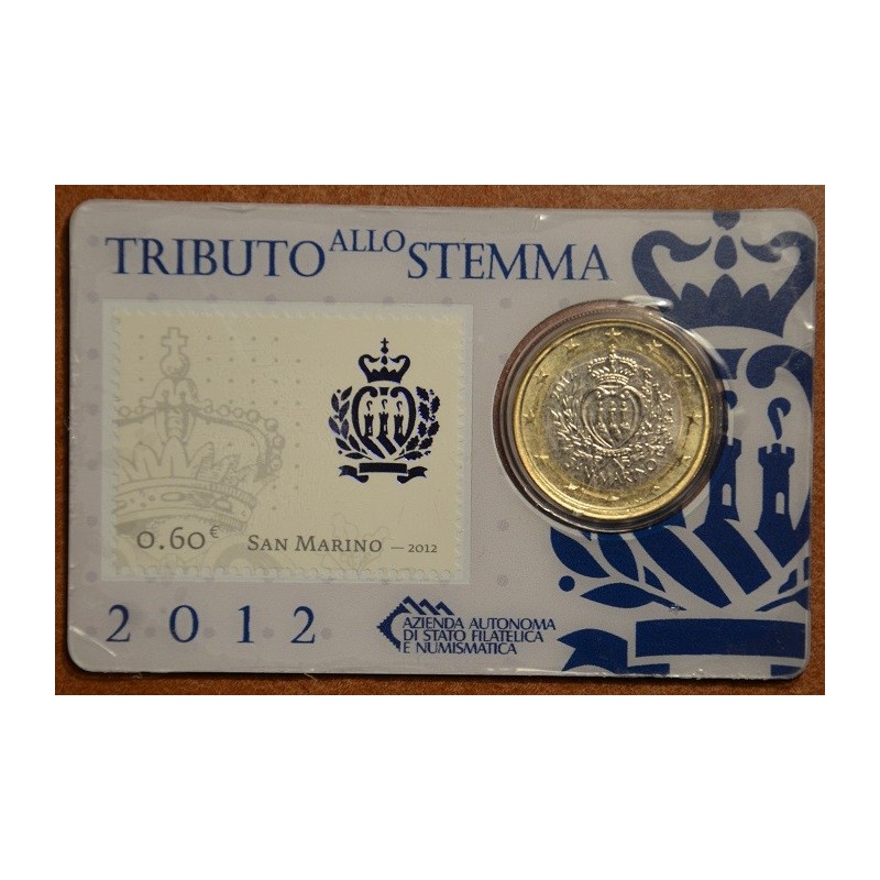 eurocoin eurocoins 1 Euro San Marino 2012 (BU card with stamp)