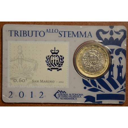 eurocoin eurocoins 1 Euro San Marino 2012 (BU card with stamp)