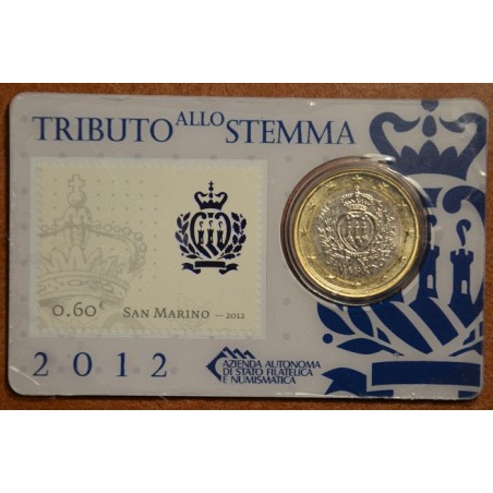 euroerme érme 1 Euro San Marino 2012 (BU kártya bélyeggel)
