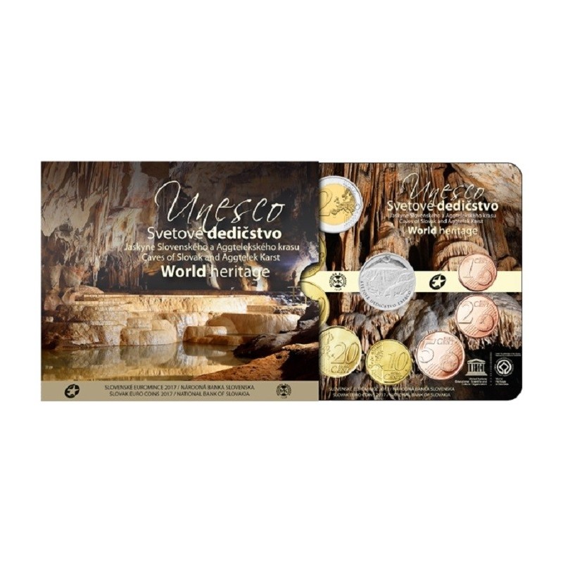 eurocoin eurocoins Set of 8 Slovak coins 2017 UNESCO: Caves of Slov...