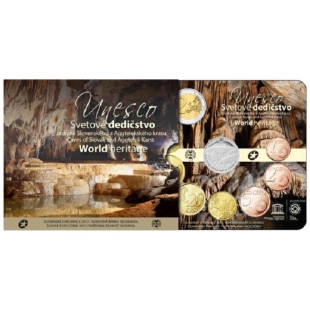 eurocoin eurocoins Set of 8 Slovak coins 2017 UNESCO: Caves of Slov...