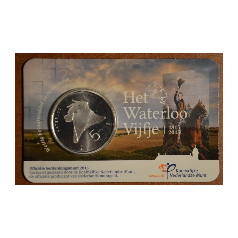 euroerme érme 5 Euro Hollandia 2015 Waterloo (UNC kártya)