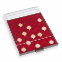 Smoke colored/red Leuchtturm plastic box for 35 capsulas of 2 Euro (50 cent) coins