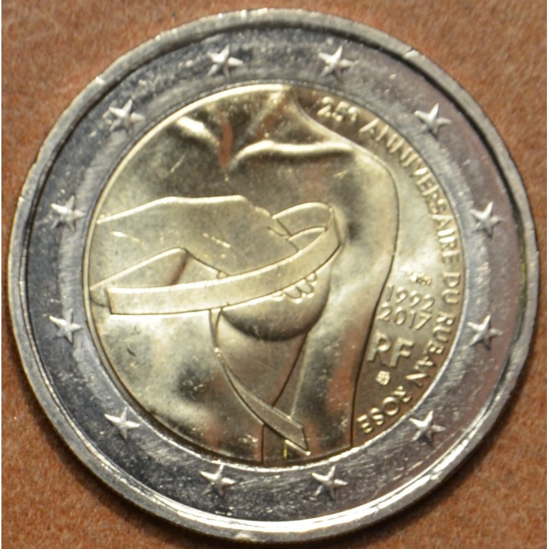 Euromince Mince 2 Euro Francúzsko 2017 Výskum Rakoviny Prsníka Unc