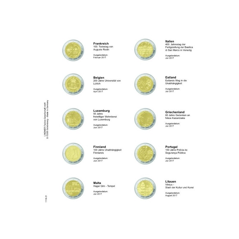 eurocoin eurocoins Lindner pages into album of 2 Euro coins 2017 (F...