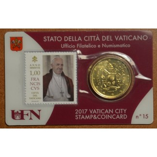 euroerme érme 50 cent Vatikán 2017 hivatalos érme és bélyegkártya N...