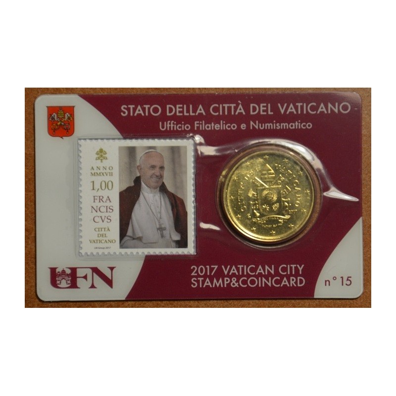 eurocoin eurocoins 50 cent Vatican 2017 official coin card with sta...