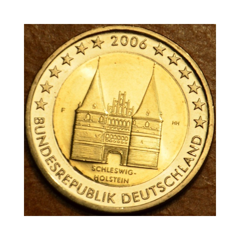 euroerme érme 2 Euro Németország 2006 \\"F\\" Holstentor Lübeckben ...