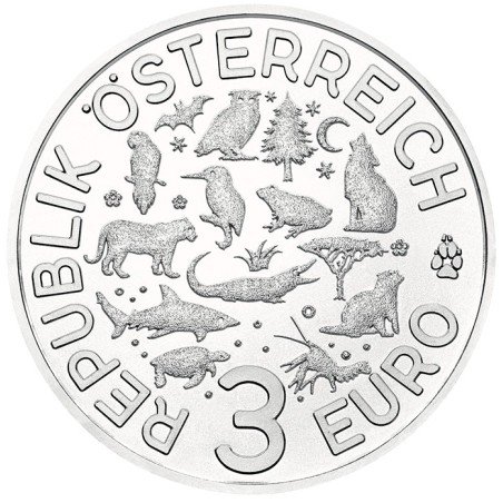 Euromince mince 3 Euro Rakúsko 2017 - Vlk (UNC)