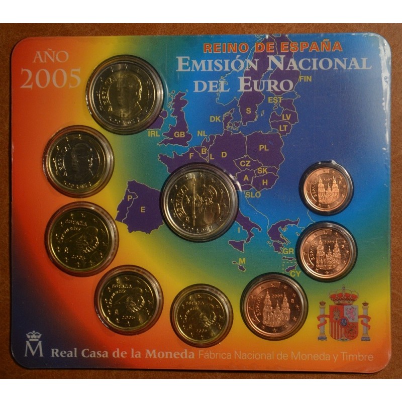 Euromince mince Súbor 9 Španielskych mincí 2005 (BU)