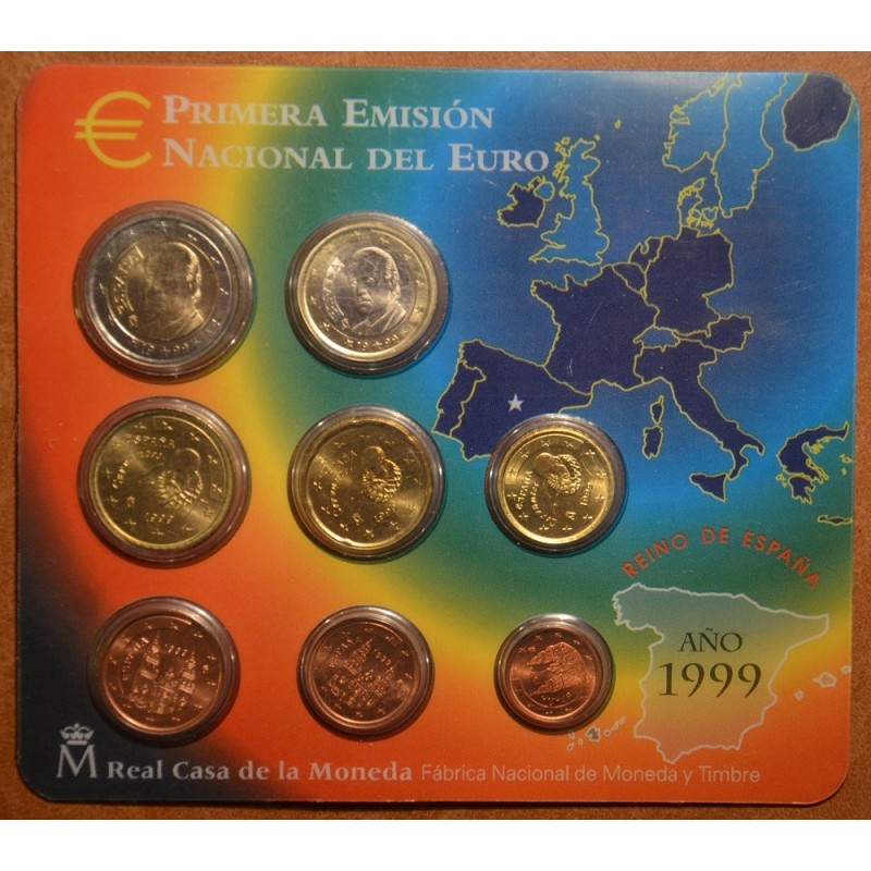 eurocoin eurocoins Official set of 8 Spanish coins 1999 (BU)