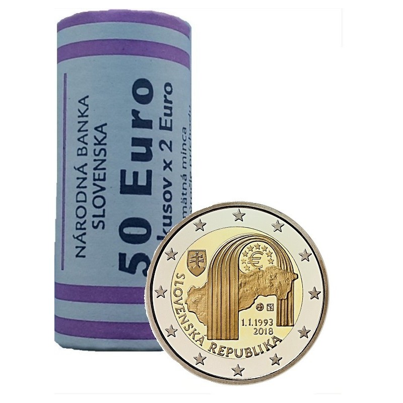 Euromince mince 2 Euro Slovensko 2018 - 25. výročie vzniku (25xUNC)