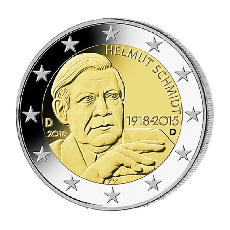 eurocoin eurocoins 2 Euro Germany 2018 \\"D\\" Helmut Schmidt (UNC)