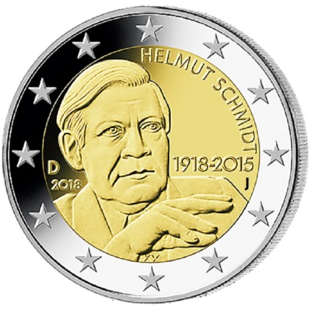 euroerme érme 2 Euro Németország 2018 \\"J\\" Helmut Schmidt (UNC)