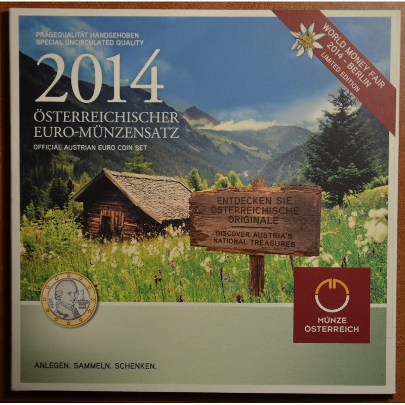 Euromince mince Rakúsko 2014 sada 8 mincí (BU)