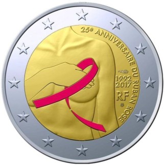 Euromince mince 2 Euro Francúzsko 2017 - Výskum rakoviny prsníka (P...