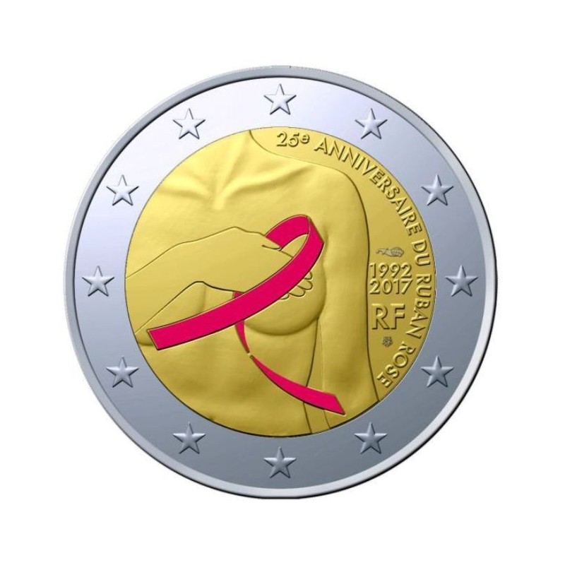 Euromince mince 2 Euro Francúzsko 2017 - Výskum rakoviny prsníka (P...
