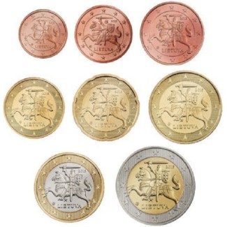 Set of 8 eurocoins Lithuania (2015)