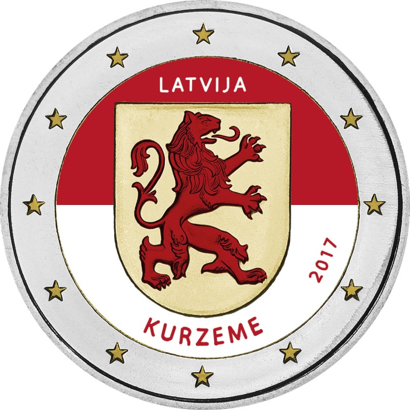 euroerme érme 2 Euro Lettország 2017 - A Kurzeme régió (színezett UNC)