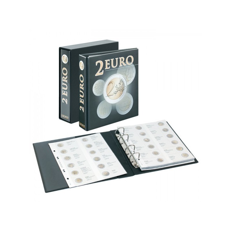 eurocoin eurocoins Lindner PUBLICA M album for 2 Euro coins with sl...