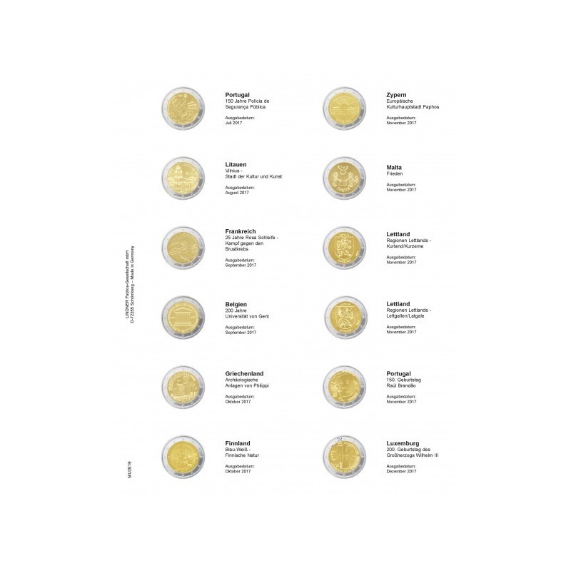 eurocoin eurocoins Lindner pages into PUBLICA album of 2 Euro coins...