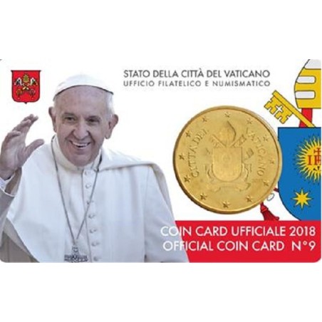 eurocoin eurocoins 50 cent Vatican 2018 official coin card No. 9 (BU)