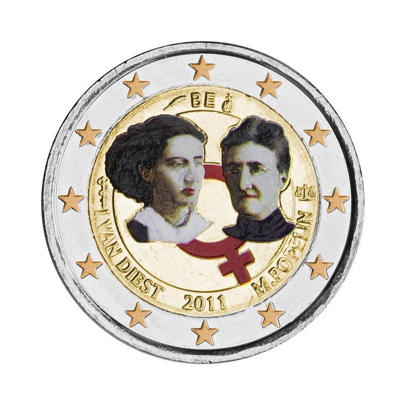 Euromince mince 2 Euro Belgicko 2011 - 100. výročie MDŽ (UNC farebná)