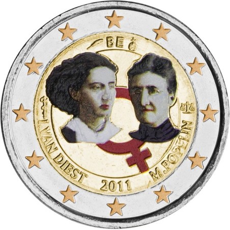 Euromince mince 2 Euro Belgicko 2011 - 100. výročie MDŽ (UNC farebná)