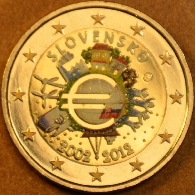 Euromince mince 2 Euro Slovensko 2012 - 10. výročia vzniku Eura (fa...
