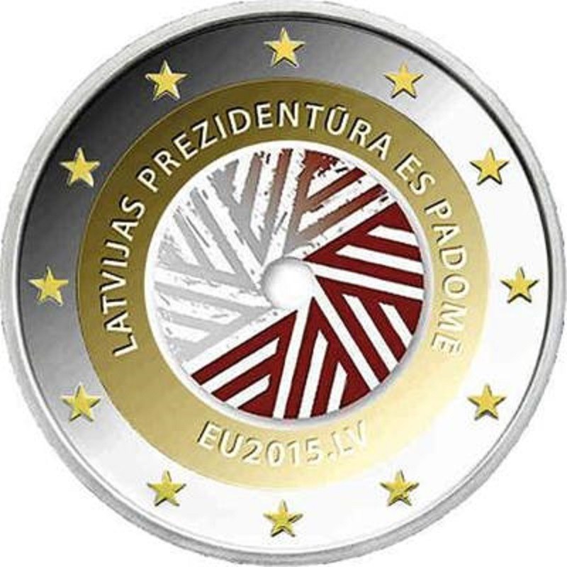 Euromince mince 2 Euro Lotyšsko 2015 - Lotyšské predsedníctvo EU V....