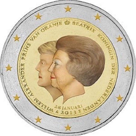 euroerme érme 2 Euro Hollandia 2013 - Dupla portré (színezett UNC)