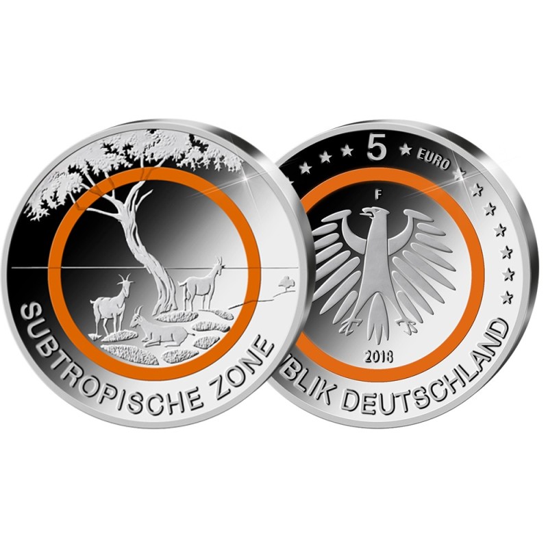 Euromince mince 5 Euro Nemecko \\"G\\" 2018 Subtropické pásmo (UNC)