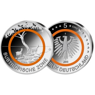 Euromince mince 5 Euro Nemecko \\"F\\" 2018 Subtropické pásmo (UNC)