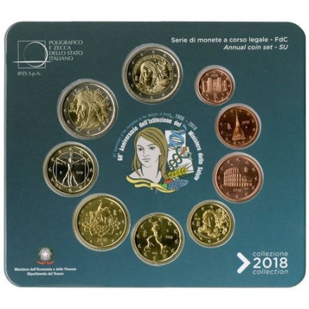 Euromince mince Taliansko 2018 sada s pamätnou 2 Euro mincou (BU)