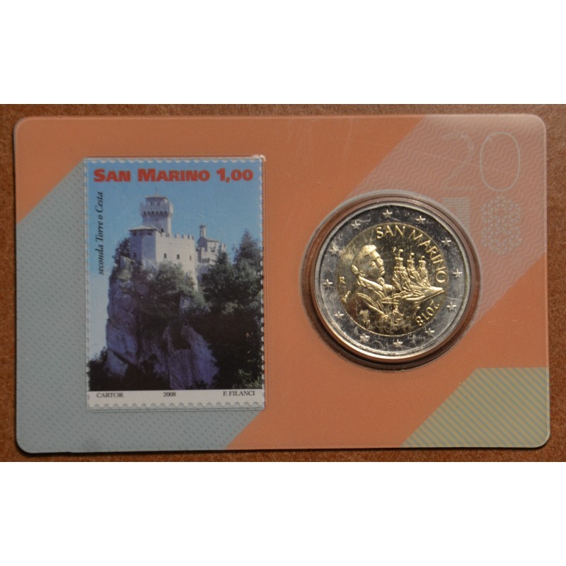 Euromince mince 2 Euro San Marino 2018 - Svätý Marinus (BU so známkou)