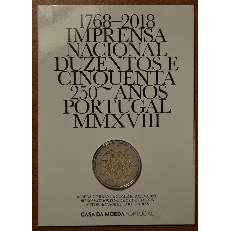 eurocoin eurocoins 2 Euro Portugal 2018 - 250 years of mint INCM (BU)