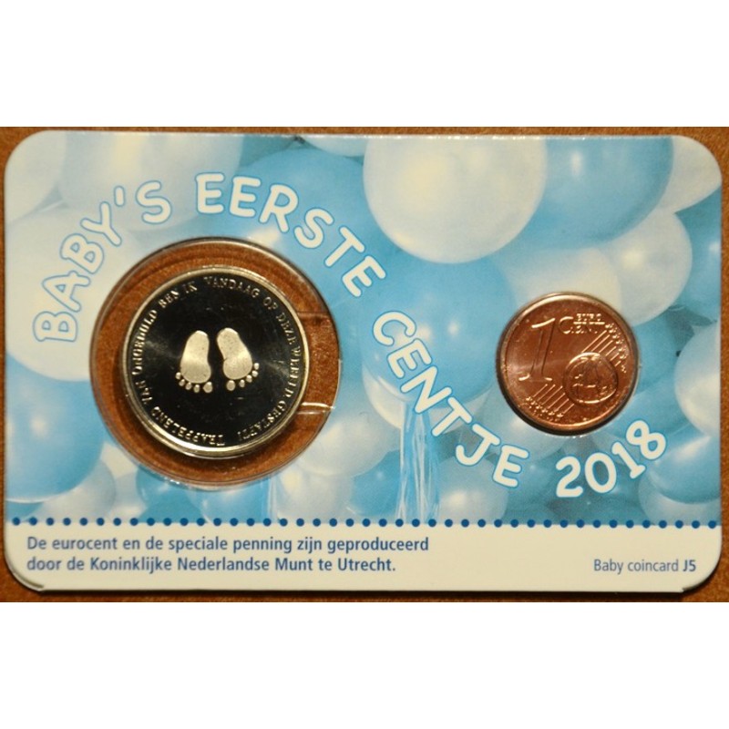 euroerme érme 1 cent Hollandia 2018 - Az első centem - fiú (BU)