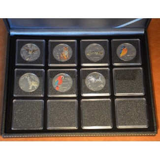 Euromince mince Lindner NERA XM čierny box pre 12 mincí do Ø 52 mm