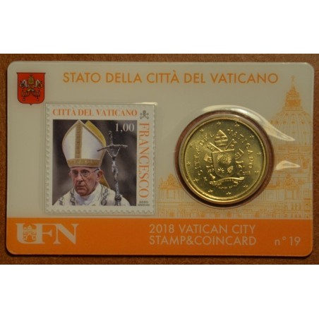 euroerme érme 50 cent Vatikán 2018 hivatalos érme és bélyegkártya N...