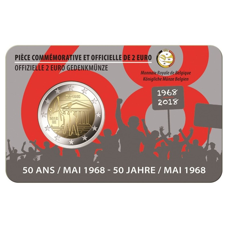Euromince mince 2 Euro Belgicko 2018 - 1968 francúzska strana (BU k...
