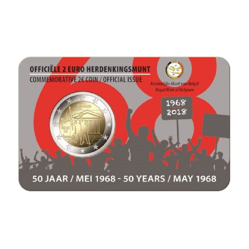 Euromince mince 2 Euro Belgicko 2018 - 1968 holandská strana (BU ka...