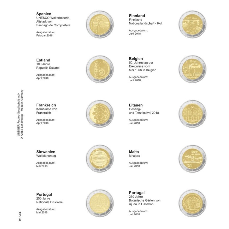 eurocoin eurocoins Lindner pages into album of 2 Euro coins (Februa...